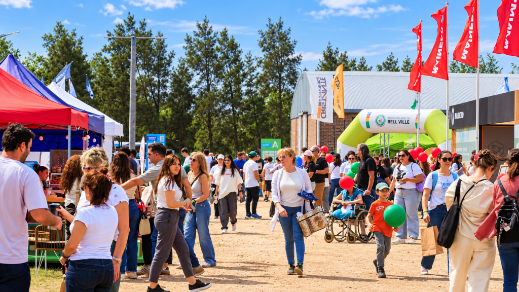 Público y expositores recorren ExpoBell 2026 en el predio de la Sociedad Rural de Bell Ville.
